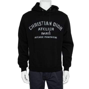 Pre Owned Dior Homme Black Cotton Logo Detail Hooded Oversized Sweatshirt XS