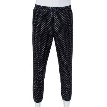 Pre Owned Dior Homme Black Polka Dot Jacquard Joggers M