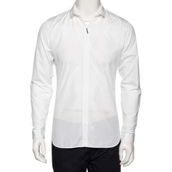 Pre Owned Dior Homme White Cotton Zip Front Shirt M