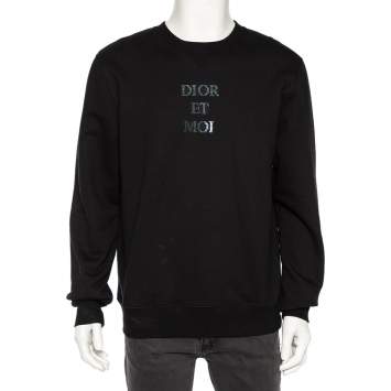Pre Owned Dior Black Knit Dior Et Moi Embellished  Crew Neck Sweatshirt XL