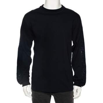 Pre Owned Dior Homme Navy Blue Knit Oblique Brand Oversized Sweatshirt L