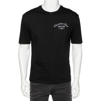 Pre Owned Dior Homme Black Cotton Atelier Print Crew Neck T Shirt S