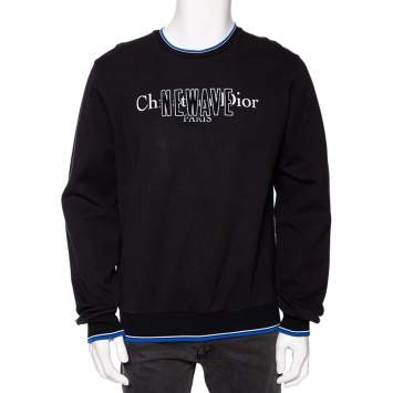 Pre Owned Dior Homme Black Cotton Knit Newave Applique Sweatshirt XXL