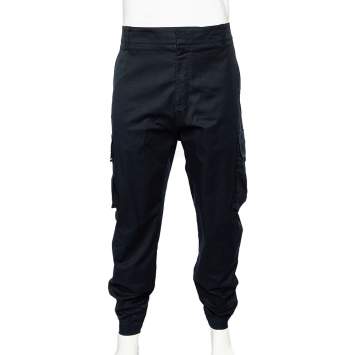 Pre Owned Dior Homme Navy Blue Cotton Gabardine Cargo Pants XXXL