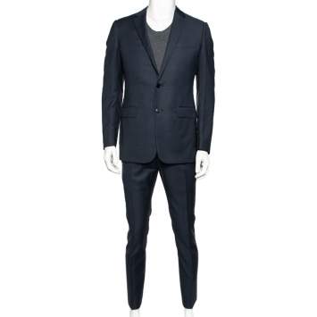 Pre Owned Dior Navy Blue Wool Single Breasted Suit M
