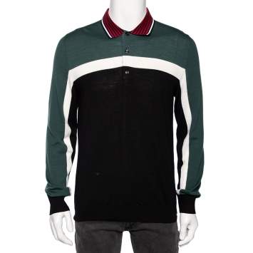 Pre Owned Dior Homme Multicolor Wool Knit Long Sleeve Polo T-Shirt L