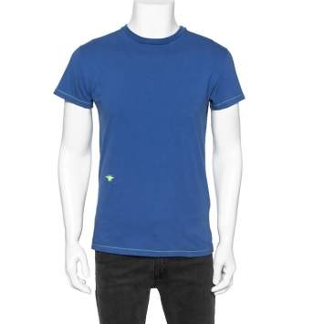 Pre Owned Dior Blue Cotton Crew Neck Short Sleeve T-Shirt XS