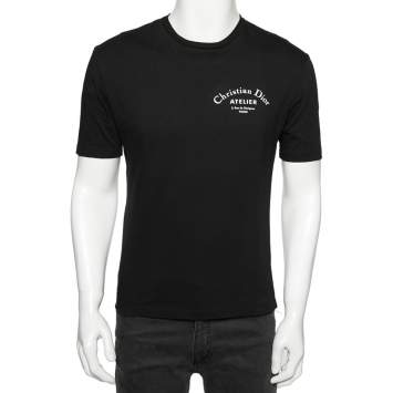 Pre Owned Dior Homme Black Logo Printed Cotton Short Sleeve T-Shirt XS