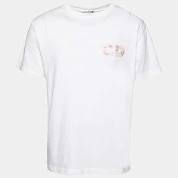 Pre Owned Dior X Daniel Arsham White Eroded Basket Ball Cotton T-Shirt M