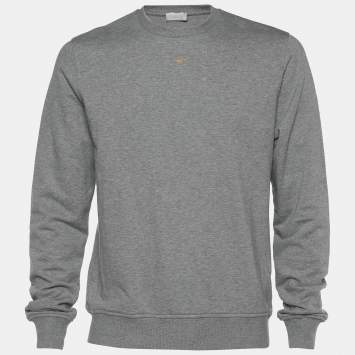 Pre Owned Dior Homme Grey Cotton Bee Embroidered Crewneck Sweatshirt L