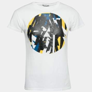 Dior Homme White Printed Cotton Short Sleeve Round Neck T-Shirt XS