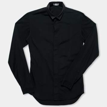 Pre Owned Dior Black Cotton Button Front Long Sleeve Shirt S