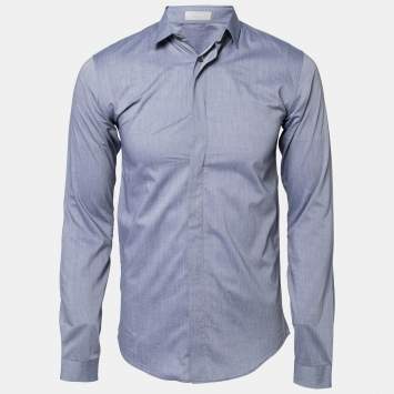 Dior Blue Cotton Button Front Shirt S