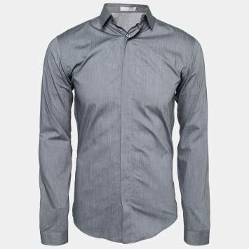 Pre Owned Dior Grey Cotton Button Front Shirt S
