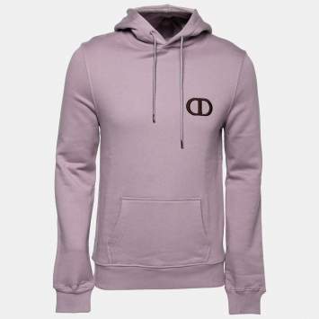 Dior Pink Violet CD Icon-Embroidered Cotton Fleece Hoodie S