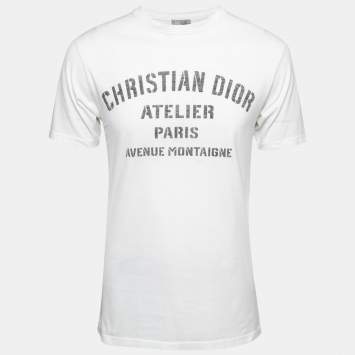 Dior White Logo Printed Cotton Short Sleeve T-Shirt S