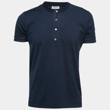 Pre Owned Dior Navy Blue Cotton Crewneck T-Shirt M