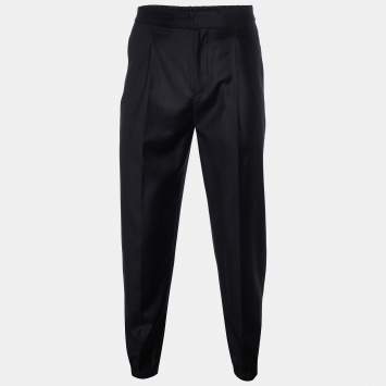 Pre Owned Dior Homme Black Virgin Wool Elastic Waist Joggers S