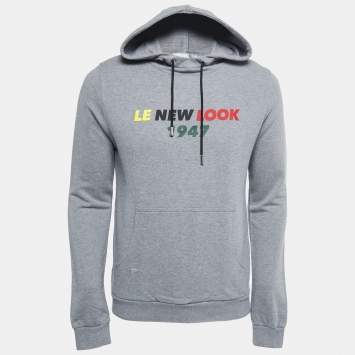 Pre Owned Dior Grey Cotton Patch Detail Hoodie L