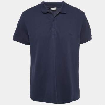 Pre Owned Dior Navy Blue Cotton Pique Polo T-Shirt XXL