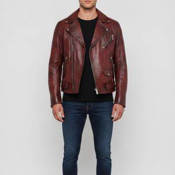 مملوكة مسبقًا Dior Red Distressed Leather Moto Jacket M