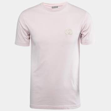 Pre Owned Dior Homme Pink Cotton CD Icon Embroidered Crew Neck T-Shirt XS