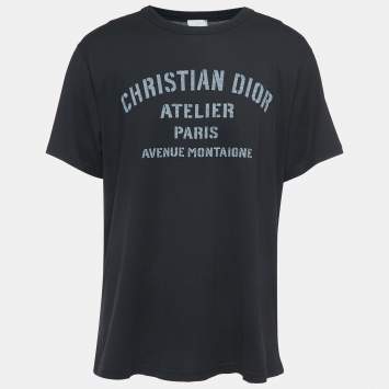 Pre Owned Dior Black Logo Print Cotton Half Sleeve T-Shirt 3XL