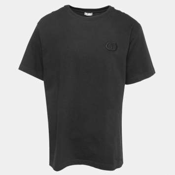 Pre Owned Dior Black Logo Embroidered Cotton Half Sleeve T-Shirt 3XL