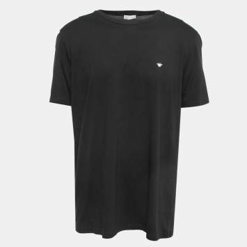Pre Owned Dior Black Bee Embroidered Cotton Half Sleeve T-Shirt 3XL