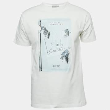 Pre Owned Dior X Daniel Arsham White Cotton Printed T-Shirt M