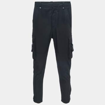 Pre Owned Dior Homme Black Technical Cotton Tactical CD Buckled Cargo Pants S