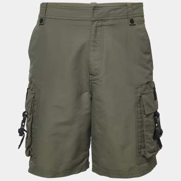 Pre Owned Dior Green Nylon Cargo Shorts L