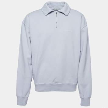 Pre Owned Dior Homme Purple Logo Embroidered Cotton Zip-up Sweatshirt M