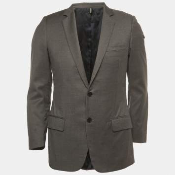 Pre Owned Dior Grey Wool Single-Breasted Jacket S