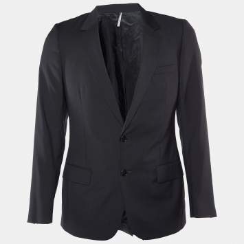 Pre Owned Dior Homme Black Wool Button Front Blazer M