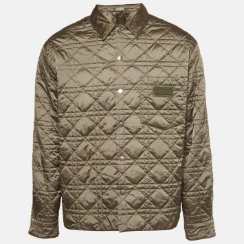 Pre Owned Dior Homme Olive Green Synthetic Quilted Jacket L