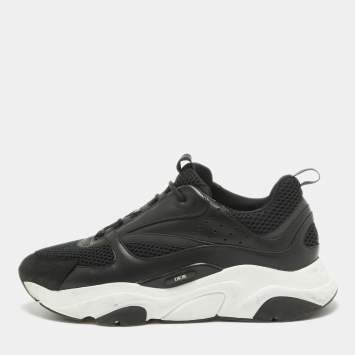 Pre Owned Dior Black Mesh and Leather B22 Sneakers Size 46.5