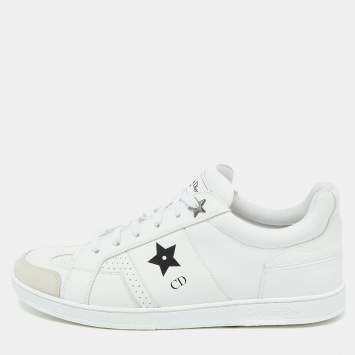Pre Owned Dior White Leather and Suede Low Top Sneakers Size 41.5