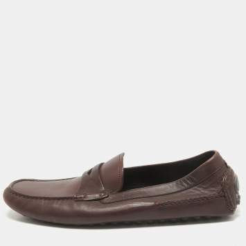 Pre Owned Dior Plum Leather Penny Loafers Size 43