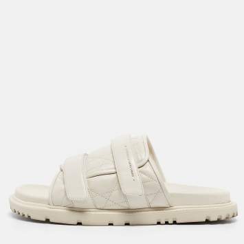 Pre Owned Dior Cream Quilted Leather Mules Size 41