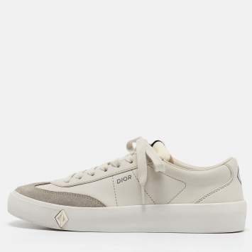 Pre Owned Dior Cream Leather Suede B101 Lace Up Sneakers Size 40