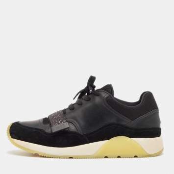 Pre Owned Dior Black Leather and Mesh Lace Up Sneakers Size 44