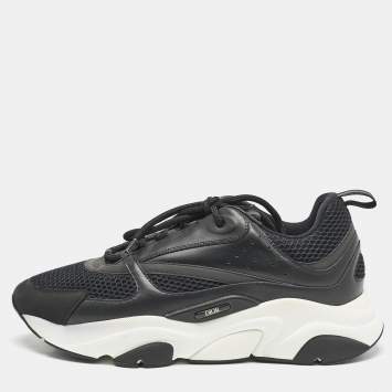 Pre Owned Dior Black Mesh and Leather B22 Sneakers Size 44