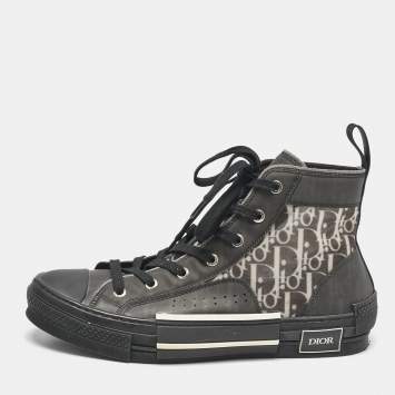 Dior Black Rubber and Oblique Mesh B23 High Top Sneakers Size 41