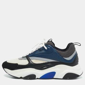 Pre Owned Dior Multicolor Mesh And Patent Leather B22 Runner Sneakers Size 44