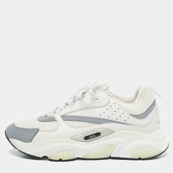 Pre Owned Dior White Mesh and Leather B22 Sneakers Size 44