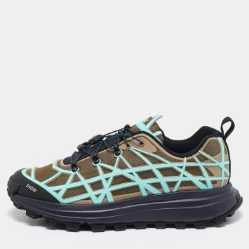 Dior Olive Green/Blue Mesh and Rubber B31 Runner Chunky Sneakers Size 43