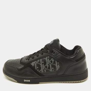 Pre Owned Dior Black Leather and Oblique Laser B27 Low Top Sneakers Size 41