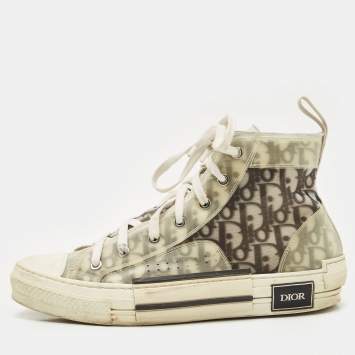 Dior White/Grey Oblique Mesh And PVC B23 High Top Sneakers Size 41