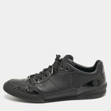 Dior Homme Black Leather and Patent Lace Up Sneakers Size 42
